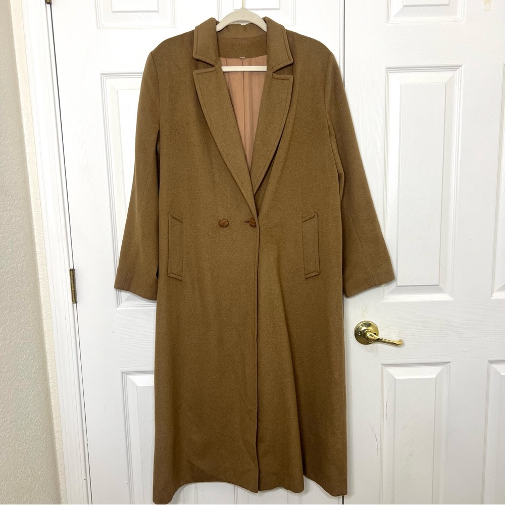 Vintage 80’s Leslie Fay Camel Topcoat Overcoat Wool Cashmere Size M